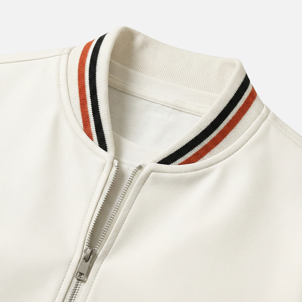 Men's Ribbed Stand Collar Jacket with Stripe Detail