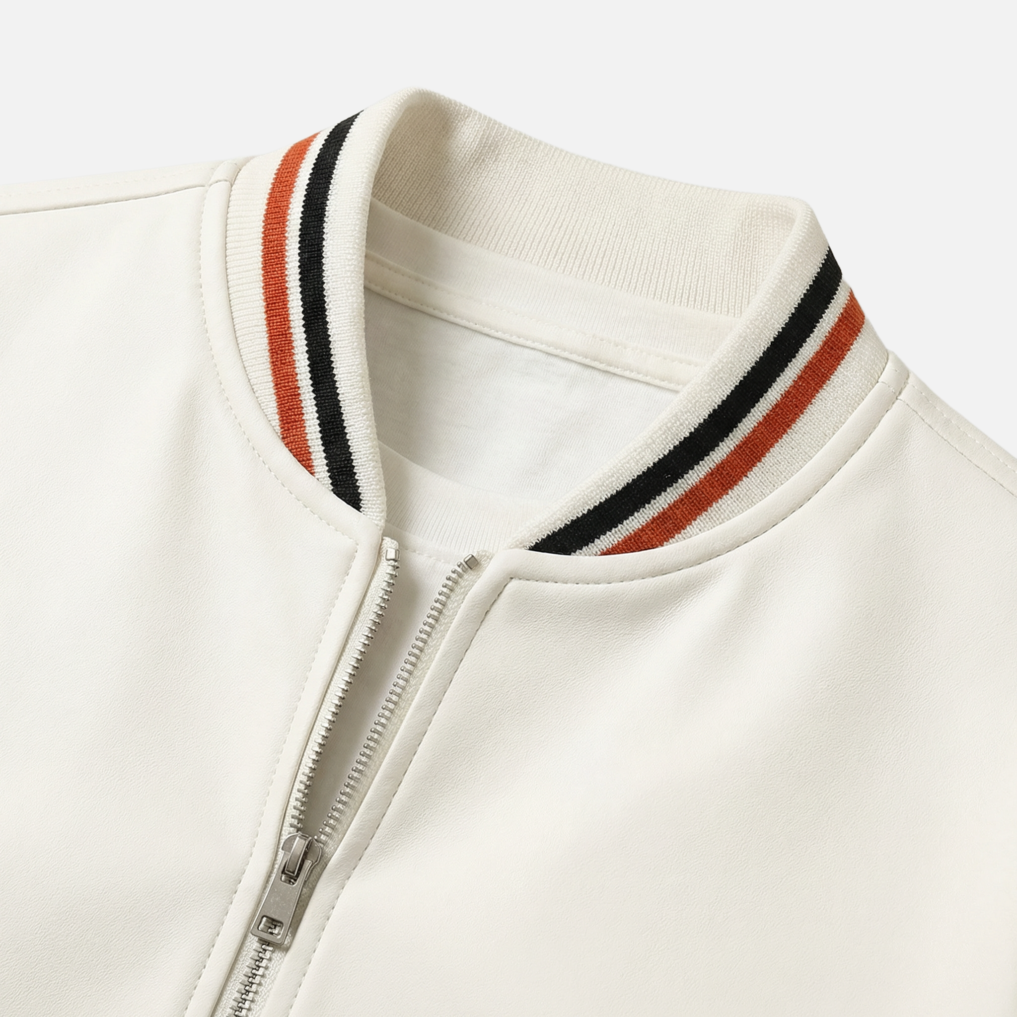 Men's Ribbed Stand Collar Jacket with Stripe Detail