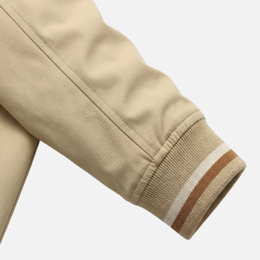 Men's Ribbed Stand Collar Jacket with Stripe Detail