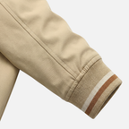 Men's Ribbed Stand Collar Jacket with Stripe Detail
