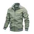 Men's Ribbed-Trim Bomber Jacket with Front Zipper