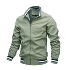 Men's Ribbed-Trim Bomber Jacket with Front Zipper