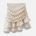 Women's Ruffled Chiffon Mini Skirt with Polka Dot Print