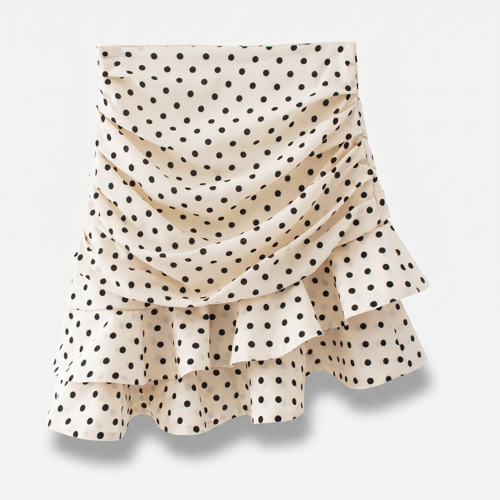 Women's Ruffled Chiffon Mini Skirt with Polka Dot Print