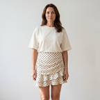 Women's Ruffled Chiffon Mini Skirt with Polka Dot Print