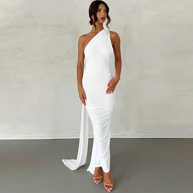 White Floral Lace Maxi Dress with Long Sleeves