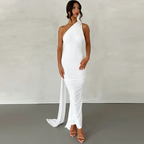 White Floral Lace Maxi Dress with Long Sleeves