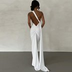 White Floral Lace Maxi Dress with Long Sleeves