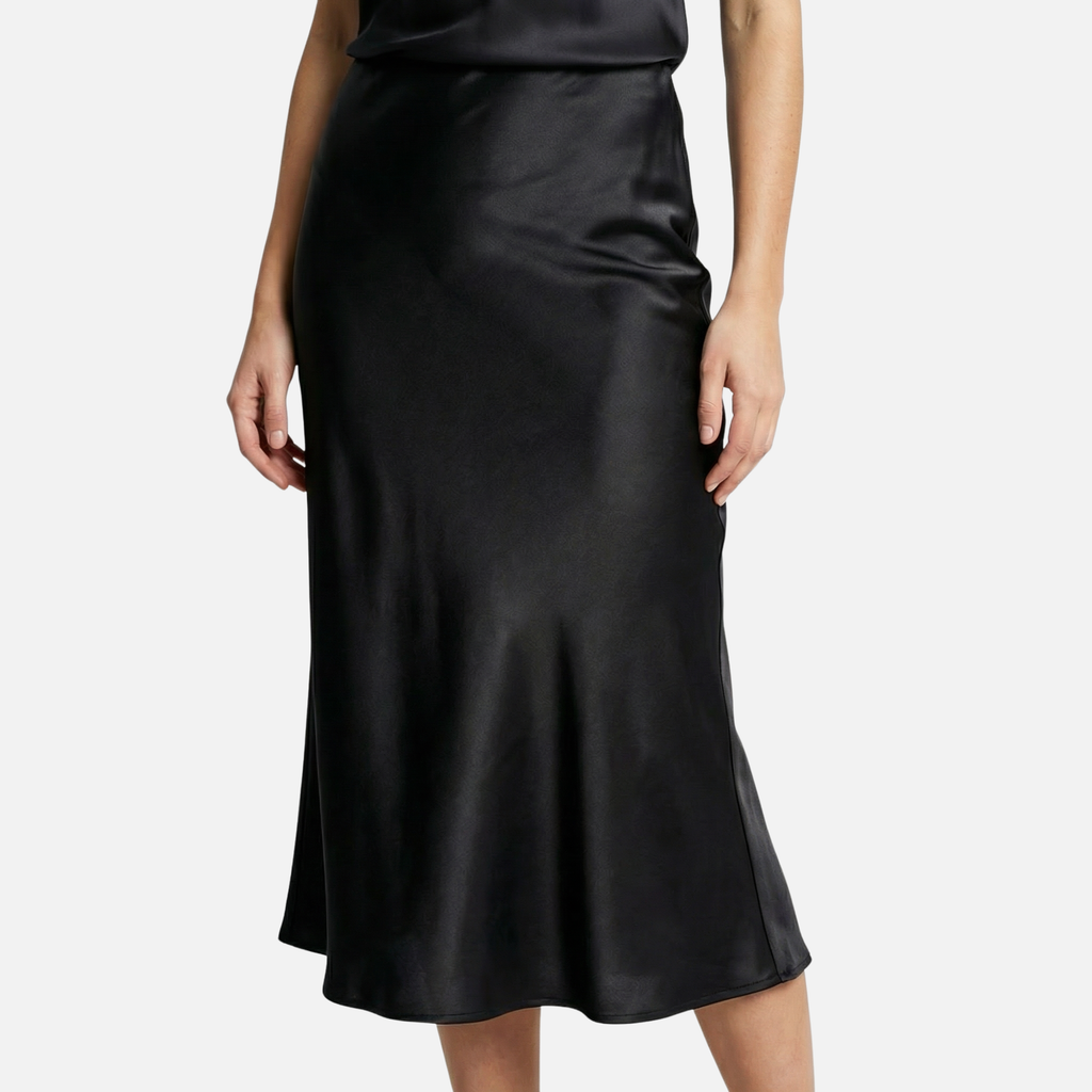 Women's High-Waist Satin Midi Skirt