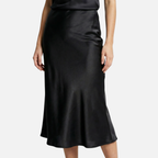 Women's High-Waist Satin Midi Skirt