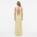 Women's Satin Halter Maxi Dress with Open Back
