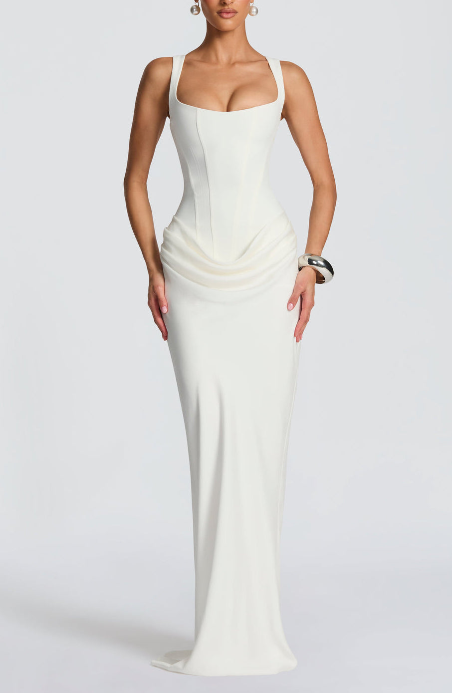 Women's Satin Maxi Dress with Adjustable Spaghetti Straps