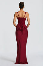 Women's Satin Maxi Dress with Adjustable Spaghetti Straps
