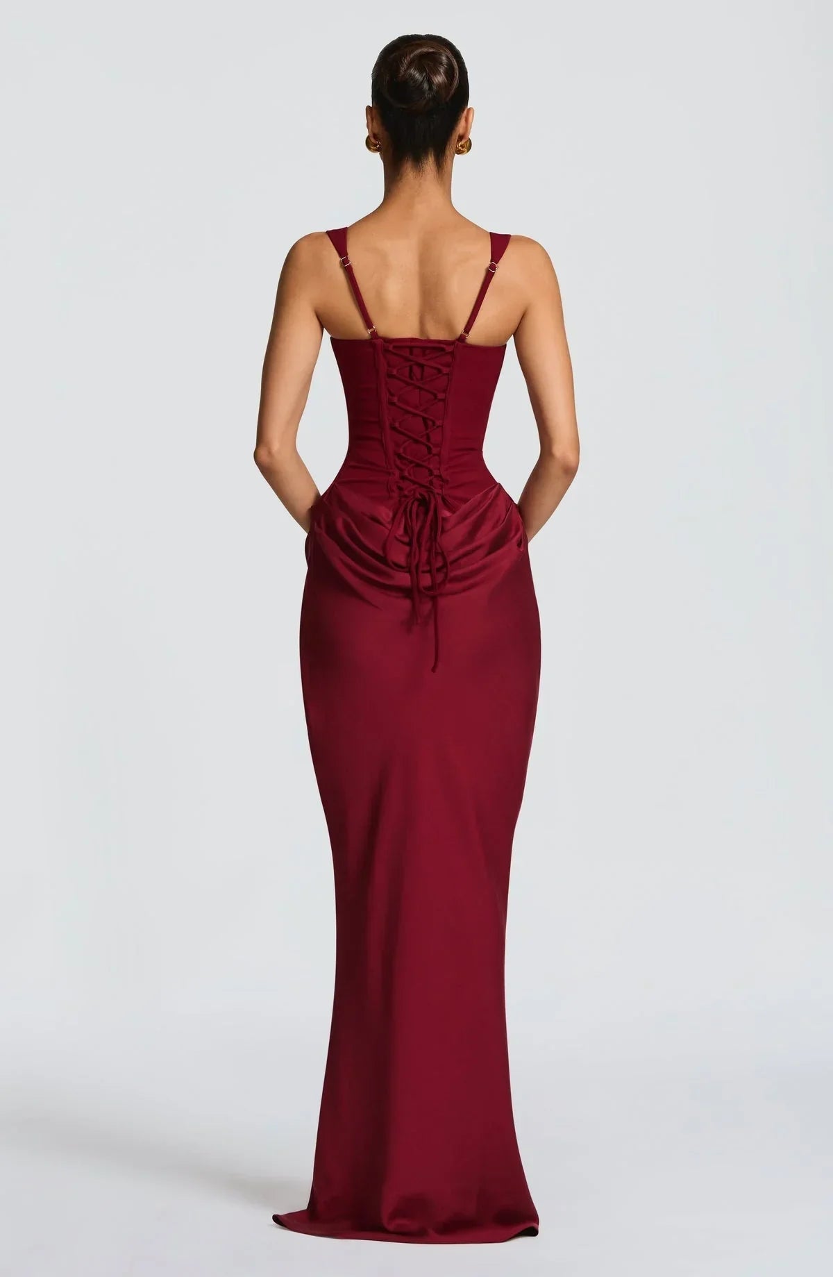 Women's Satin Maxi Dress with Adjustable Spaghetti Straps