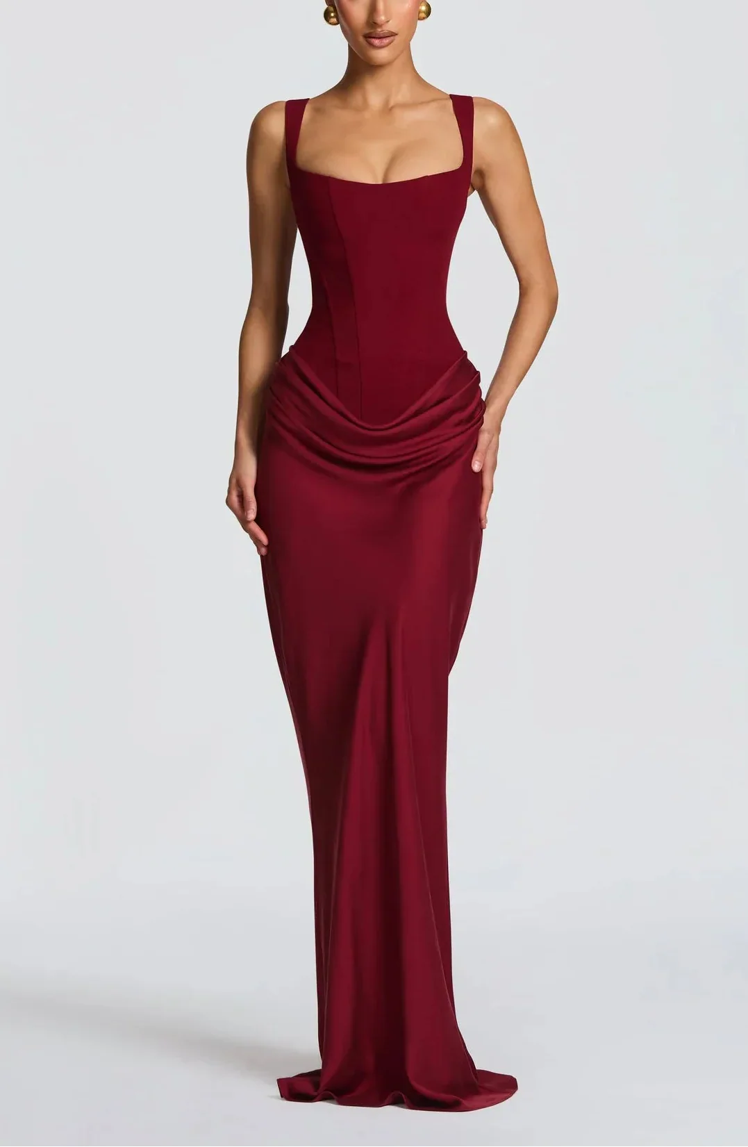 Women's Satin Maxi Dress with Adjustable Spaghetti Straps