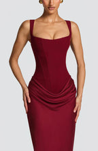 Women's Satin Maxi Dress with Adjustable Spaghetti Straps