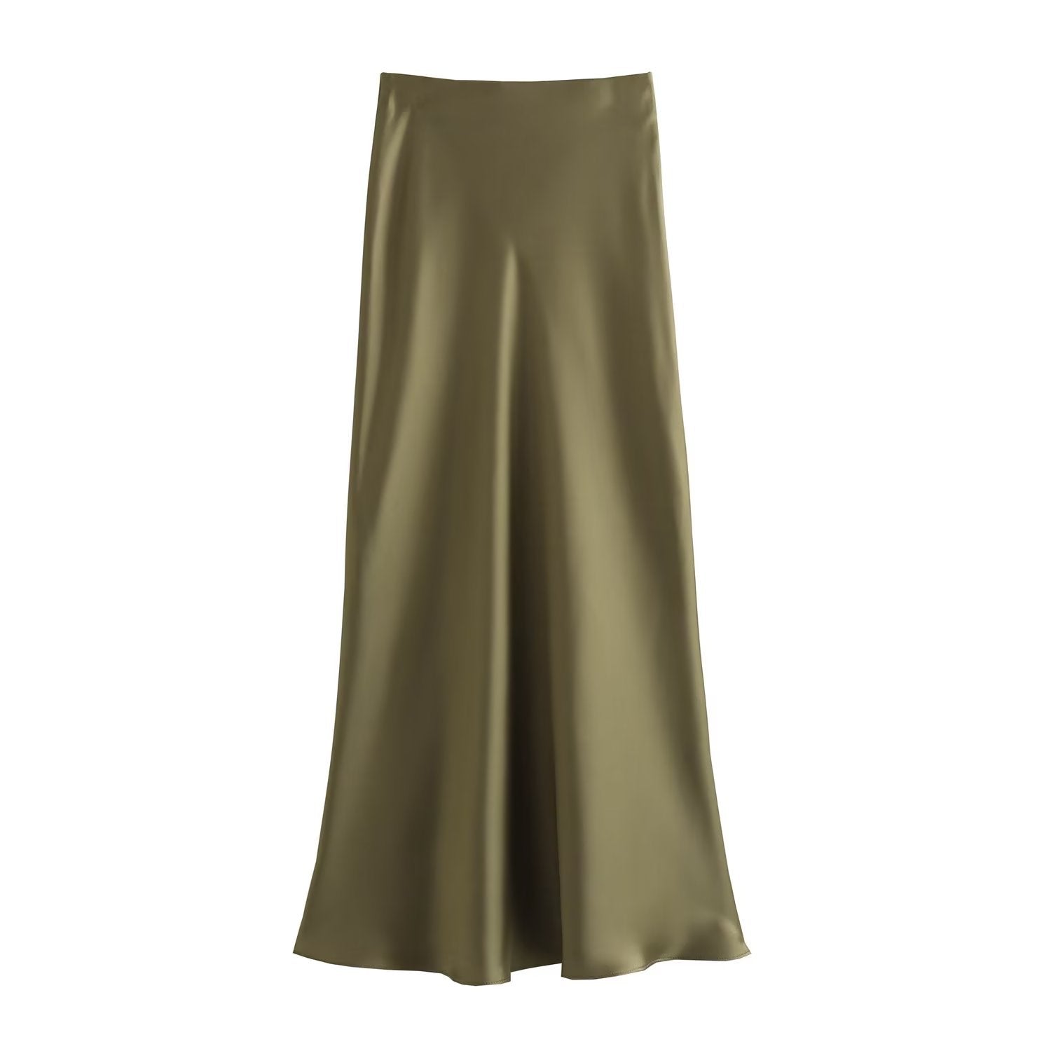 Women's High-Waist Satin Midi Skirt