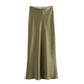 Women's High-Waist Satin Midi Skirt