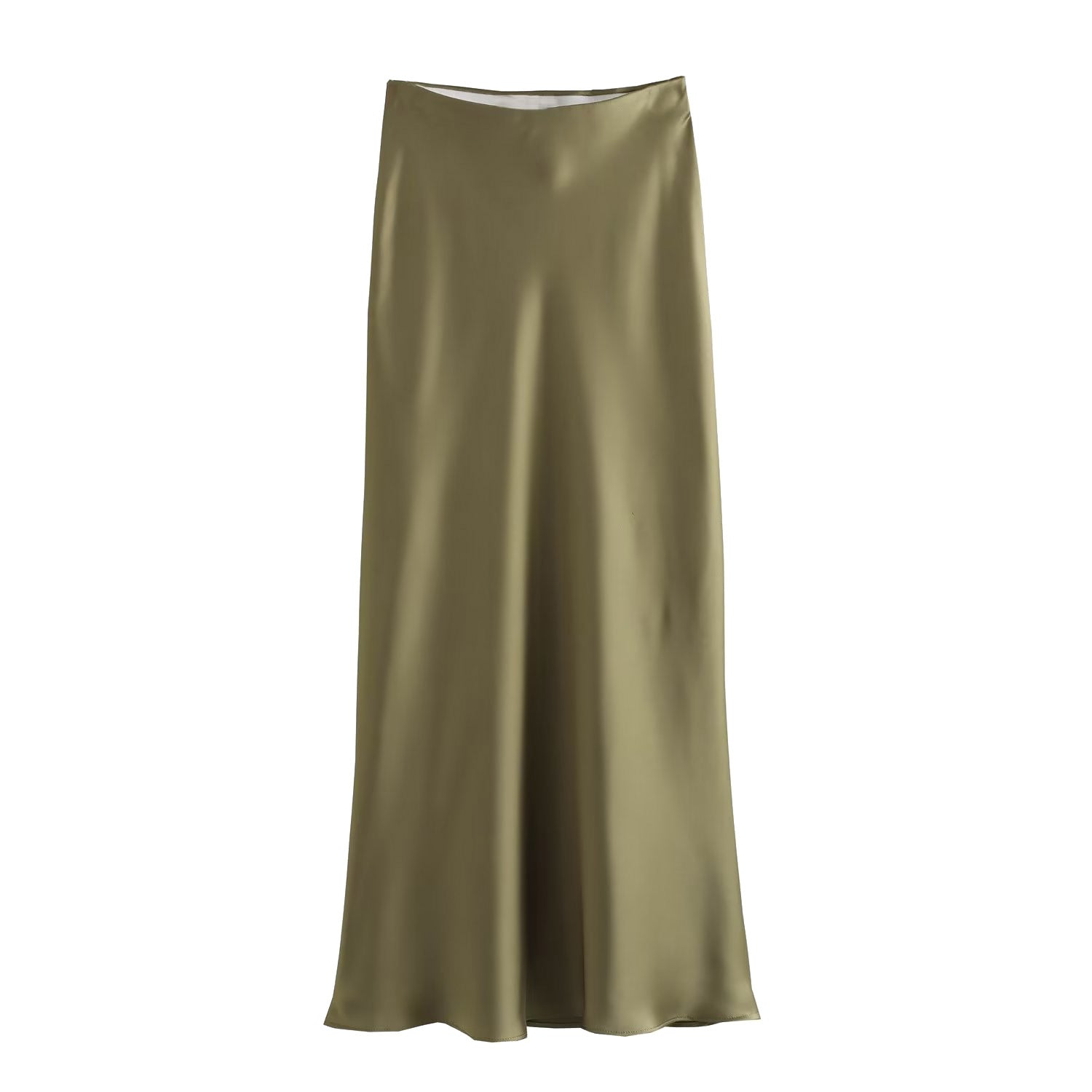 Women's High-Waist Satin Midi Skirt