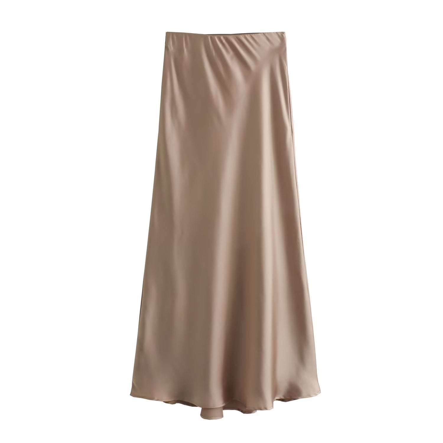 Women's High-Waist Satin Midi Skirt