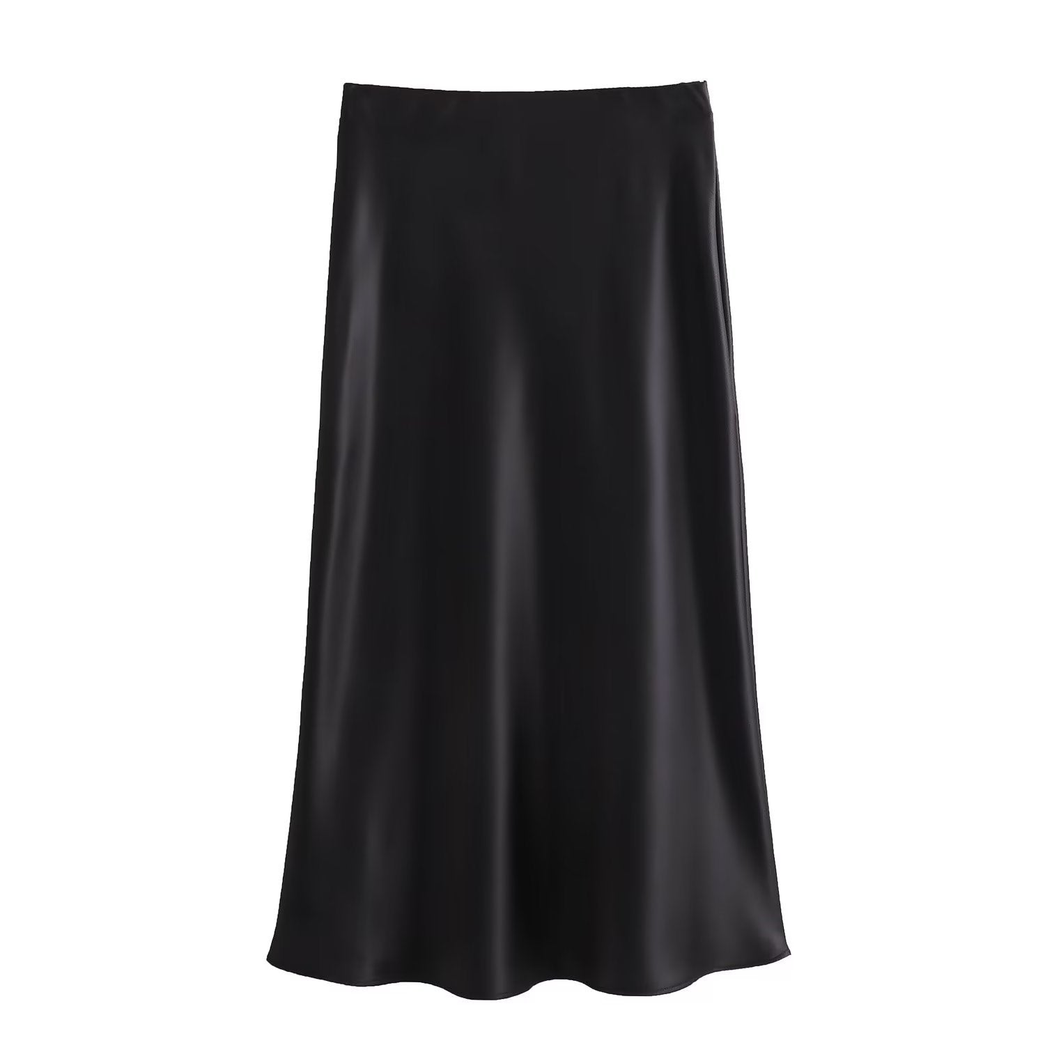 Women's High-Waist Satin Midi Skirt