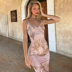Pink Sleeveless Maxi Dress with Fixed Straps