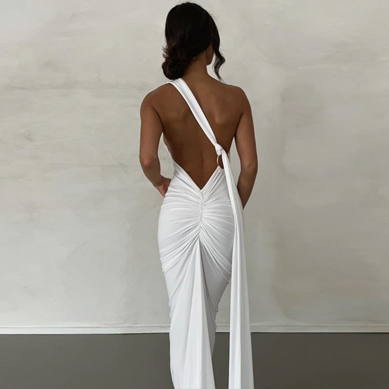 White Floral Lace Maxi Dress with Long Sleeves