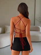 Women's Sheer Mesh Party Top with Floral Beads