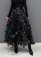 Women's A-Line Tulle Skirt with Circular Appliques