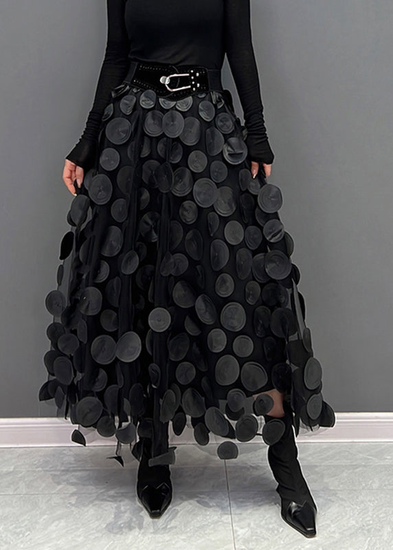 Women's A-Line Tulle Skirt with Circular Appliques