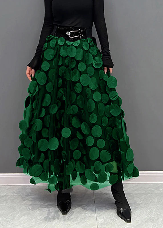 Women's A-Line Tulle Skirt with Circular Appliques