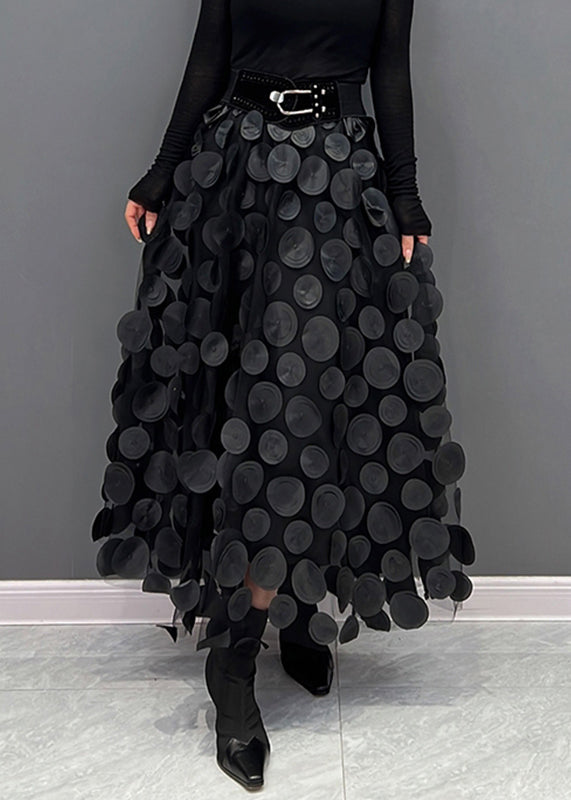 Women's A-Line Tulle Skirt with Circular Appliques