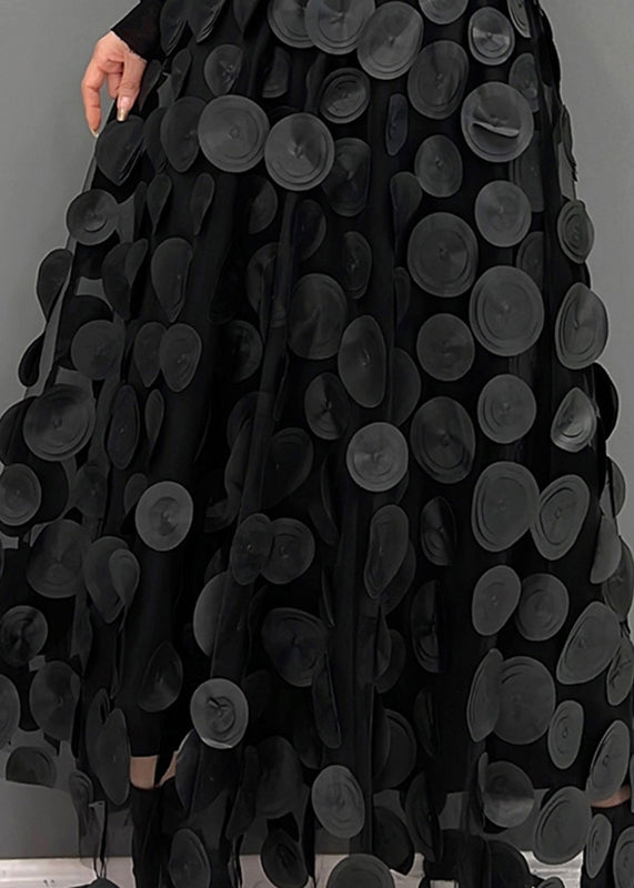 Women's A-Line Tulle Skirt with Circular Appliques