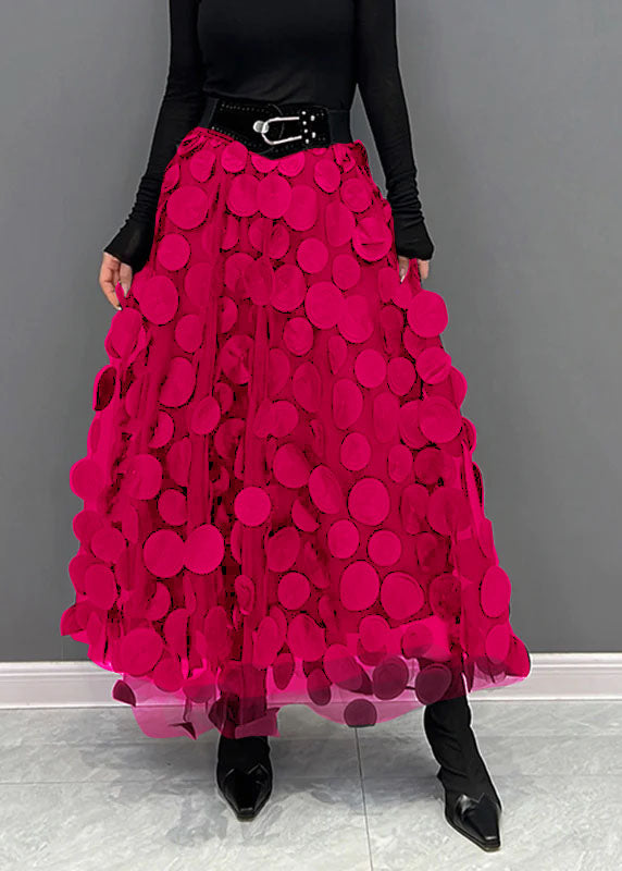 Women's A-Line Tulle Skirt with Circular Appliques