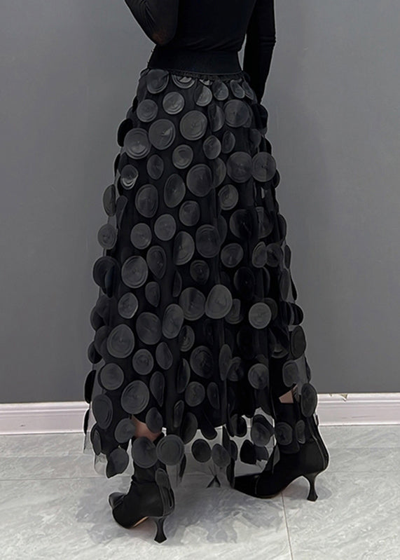 Women's A-Line Tulle Skirt with Circular Appliques