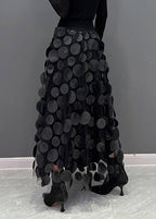 Women's A-Line Tulle Skirt with Circular Appliques