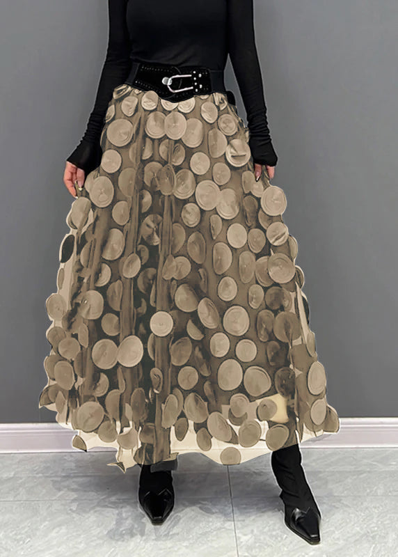 Women's A-Line Tulle Skirt with Circular Appliques