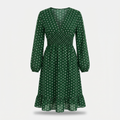 Women's Polka Dot Midi Dress with Shirred Waist