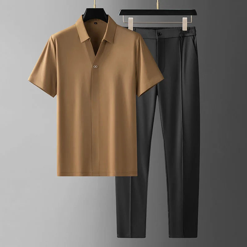Men's Relaxed Two-Piece Set with Straight-Leg Trousers