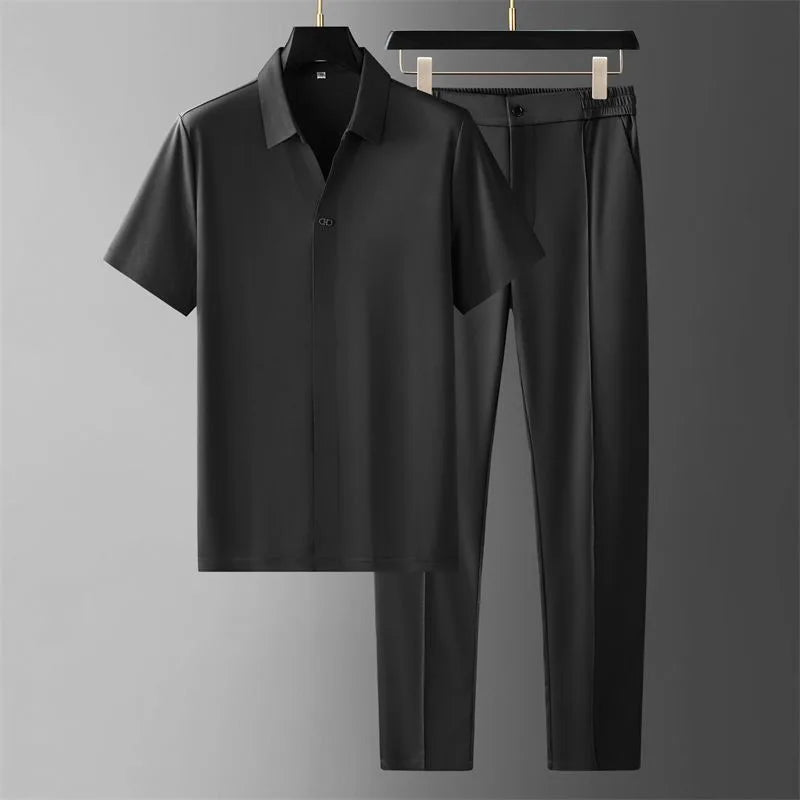 Men's Relaxed Two-Piece Set with Straight-Leg Trousers