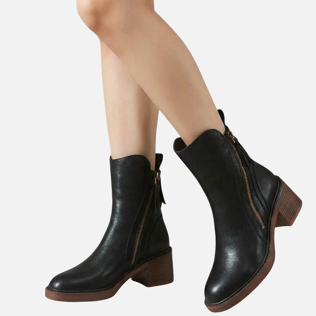 Women's Side-Zip Ankle Boots with Block Heel