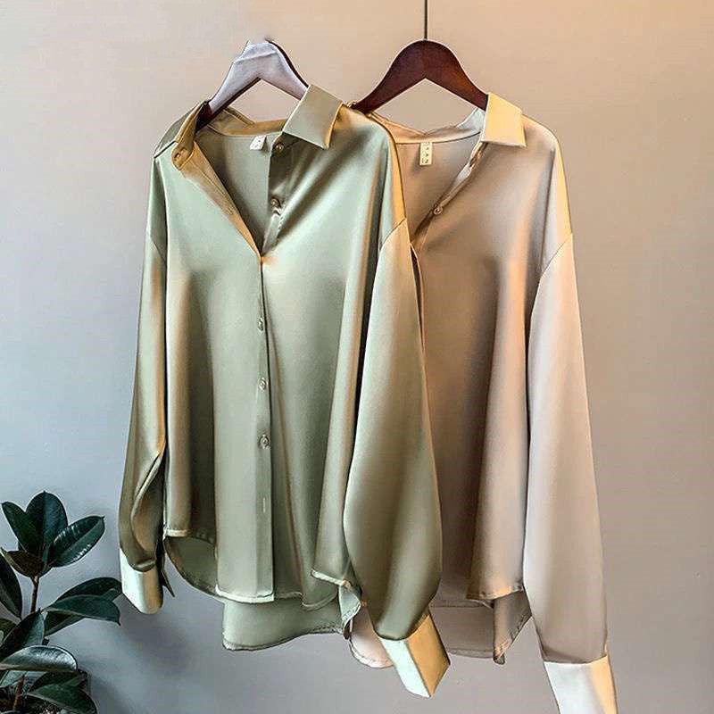 Women's Silk Button-Closure Blouse with Fluid Fit