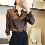 Women's Silk Button-Closure Blouse with Fluid Fit