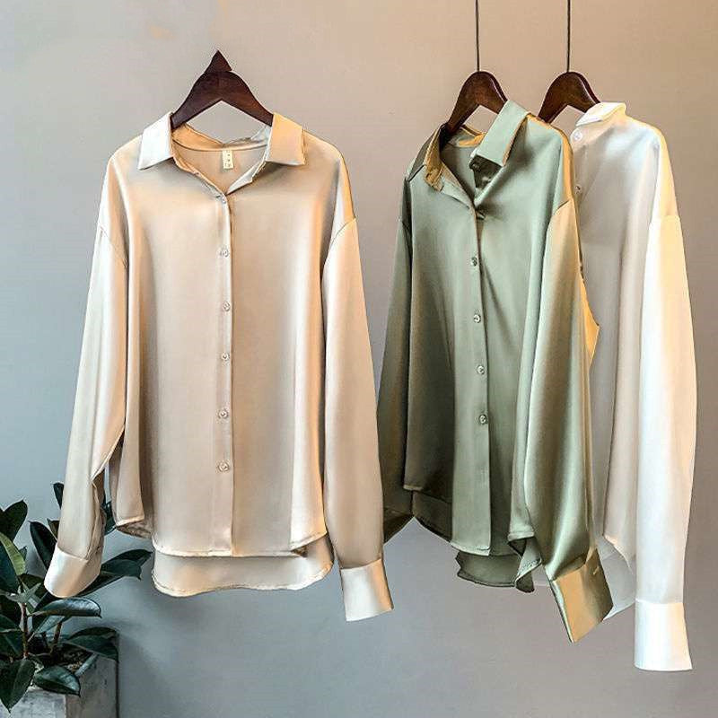 Women's Silk Button-Closure Blouse with Fluid Fit