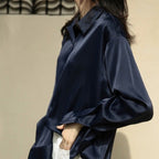 Women's Silk Button-Closure Blouse with Fluid Fit
