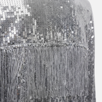 Women's Silver Cropped Sequin Jacket with Fringe Detail
