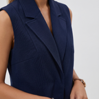 Women's Tailored Sleeveless Blazer with Notched Lapels