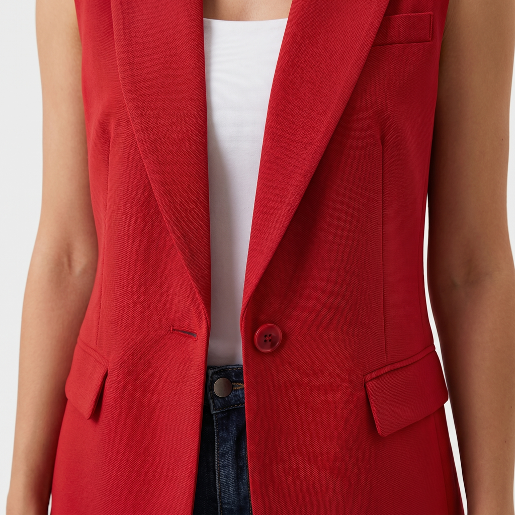 Women's Tailored Sleeveless Blazer with Notched Lapels