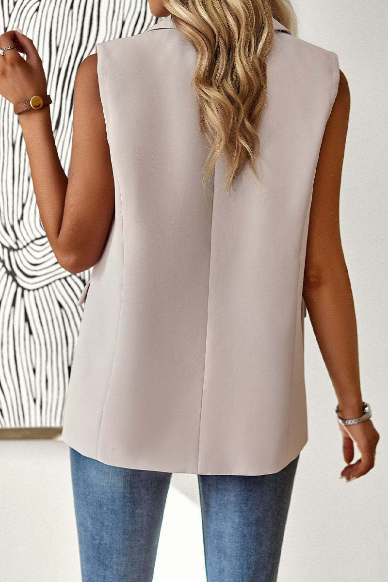 Women's Tailored Sleeveless Blazer with Notched Lapels