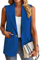 Women's Tailored Sleeveless Blazer with Notched Lapels